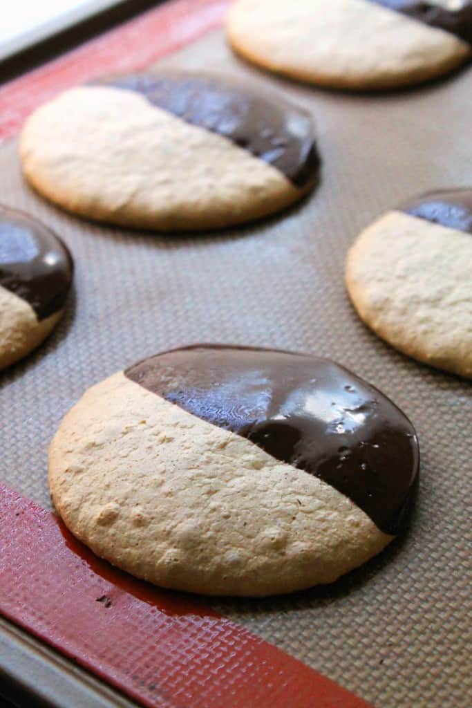 Dark Chocolate Dipped Peanut Butter Meringue Cookies 2