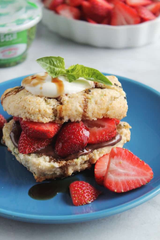 Strawberry Basil Shortcakes with Chocolate Balsamic Drizzle 1