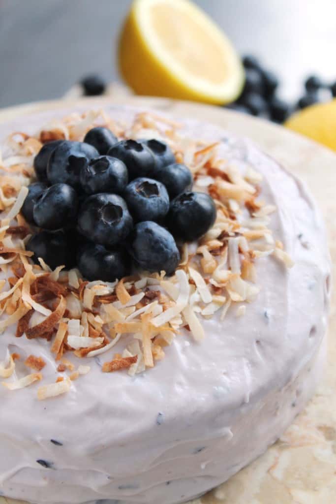 Lemon Coconut Cake with Blueberry Frosting 2
