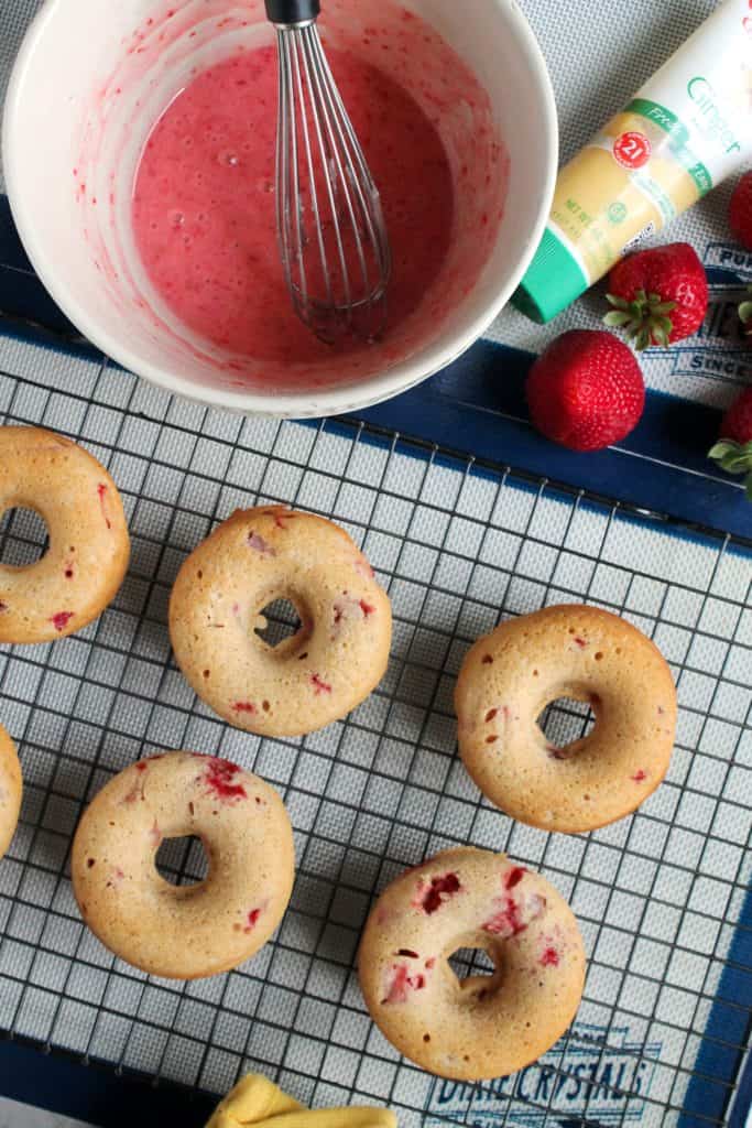 Baked Strawberry-Ginger Glazed Doughnuts 1