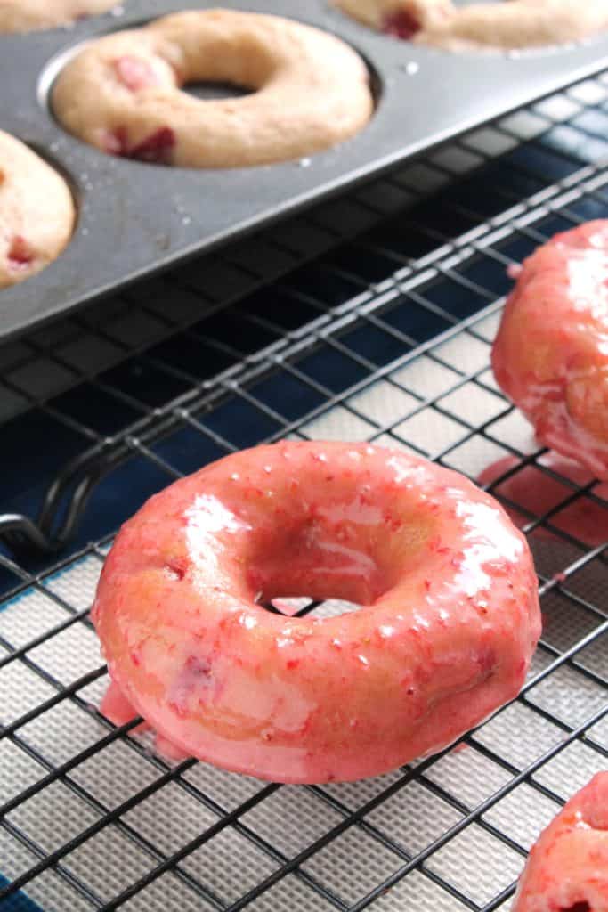Baked Strawberry-Ginger Glazed Doughnuts 2
