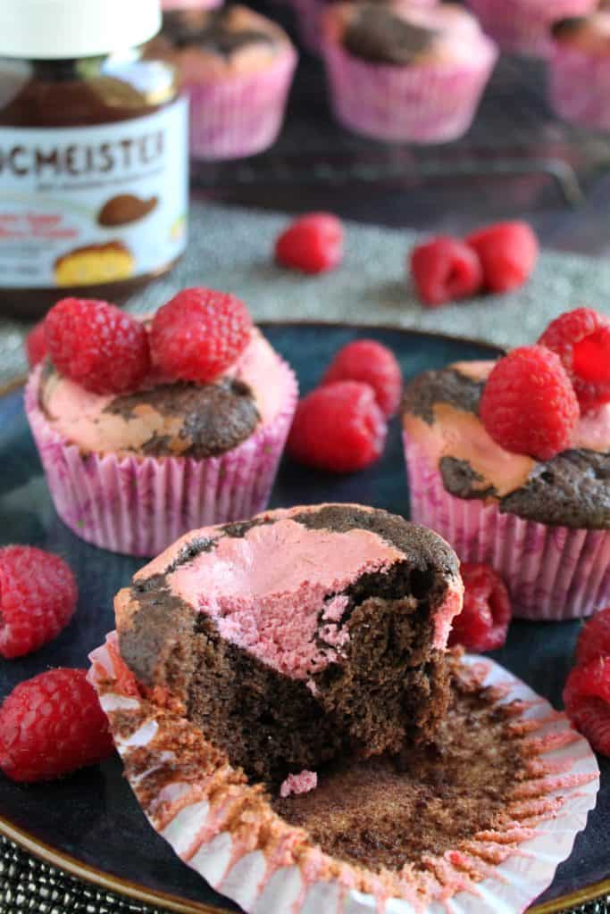 Raspberry Cheesecake Stuffed Dark Chocolate Hazelnut Cupcakes 3