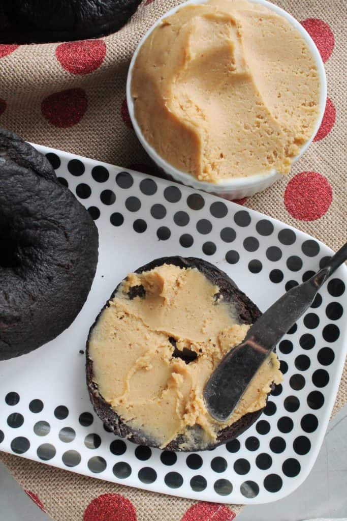 Chocolate Chocolate Chip Bagels with Peanut Butter Cream Cheese 2