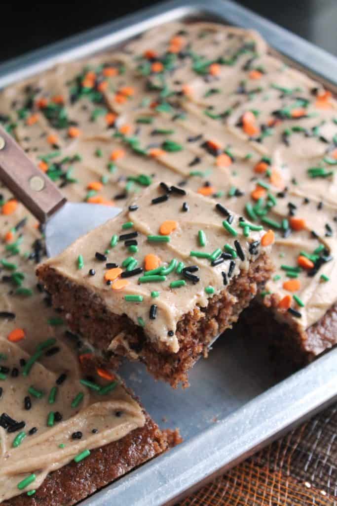 Chocolate Pumpkin Sheet Cake with Almond Butter Frosting 2