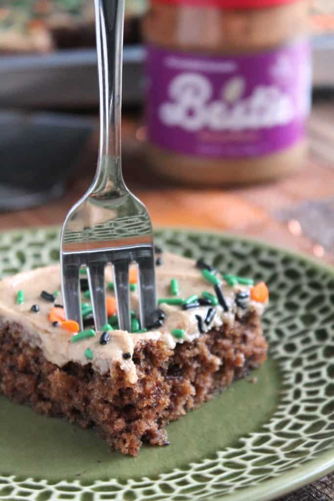 Chocolate Pumpkin Sheet Cake with Almond Butter Frosting 4