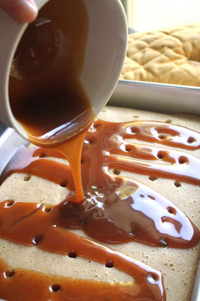 Gluten-Freen Peanut Butter & Chocolate Turtle Poke Cake 2