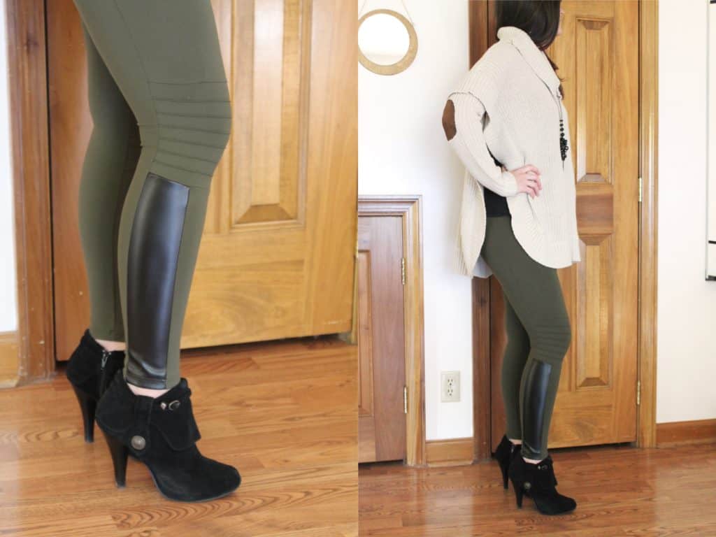 Rune Glynn faux leather detail moto legging