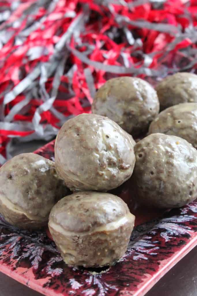 Baked Chocolate Doughnut Holes with Peanut Butter Glaze 4
