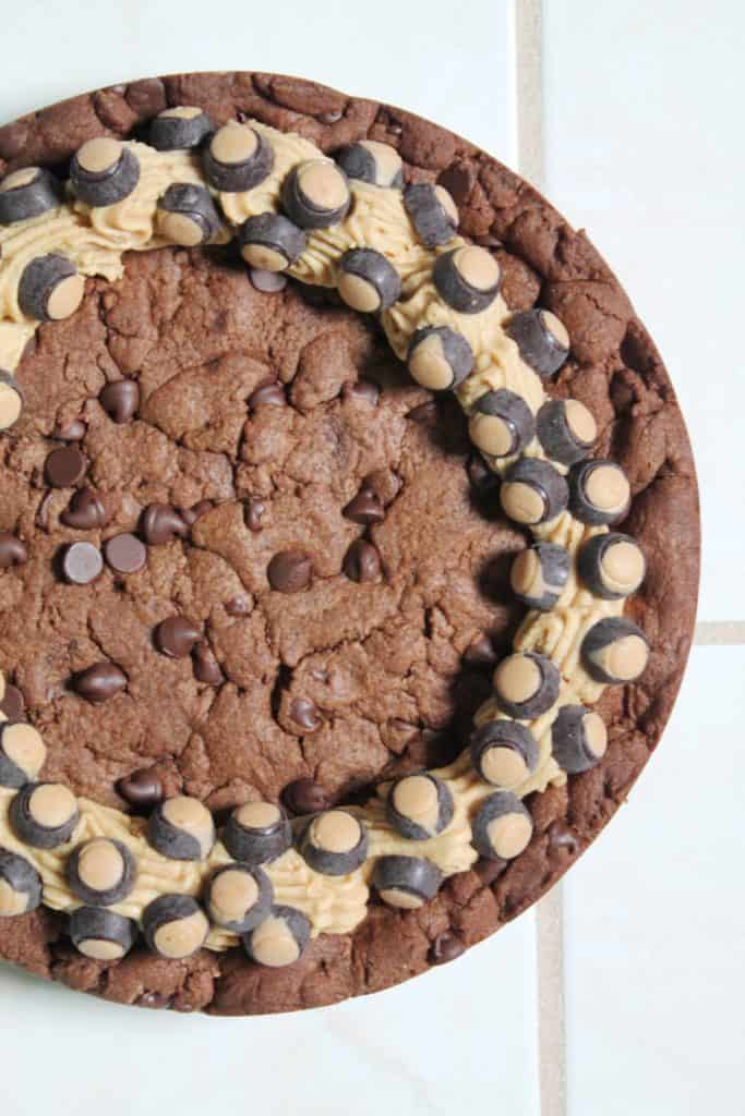 Buckeye Stuffed Chocolate Cookie Cake 1