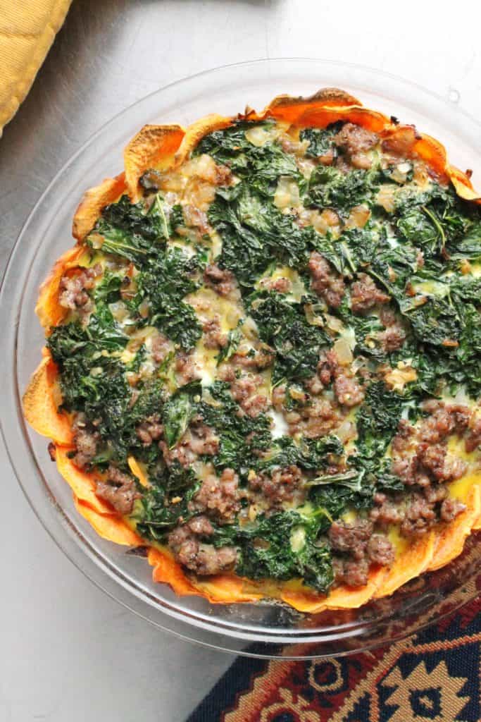 Sausage & Kale Quiche with Sweet Potato Crust 1