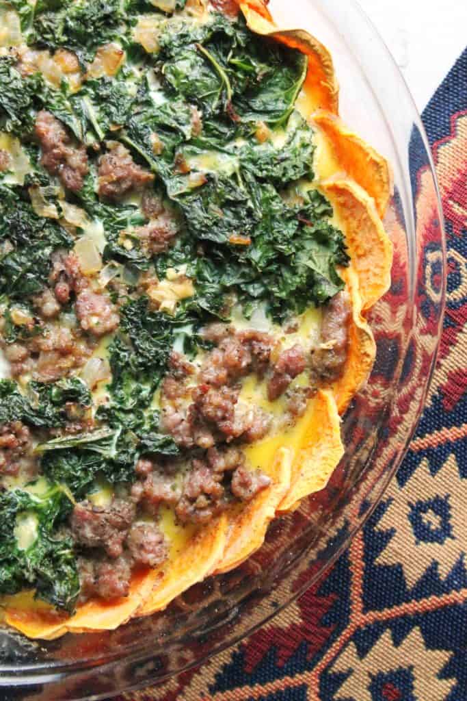 Sausage & Kale Quiche with Sweet Potato Crust 2