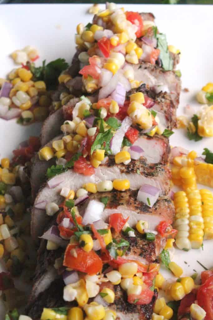 Grilled Garlic & Peppercorn Pork Tenderloin with Corn Salsa The Spiffy Cookie