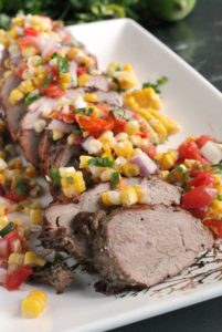 Grilled Garlic & Peppercorn Pork Tenderloin with Corn Salsa 8