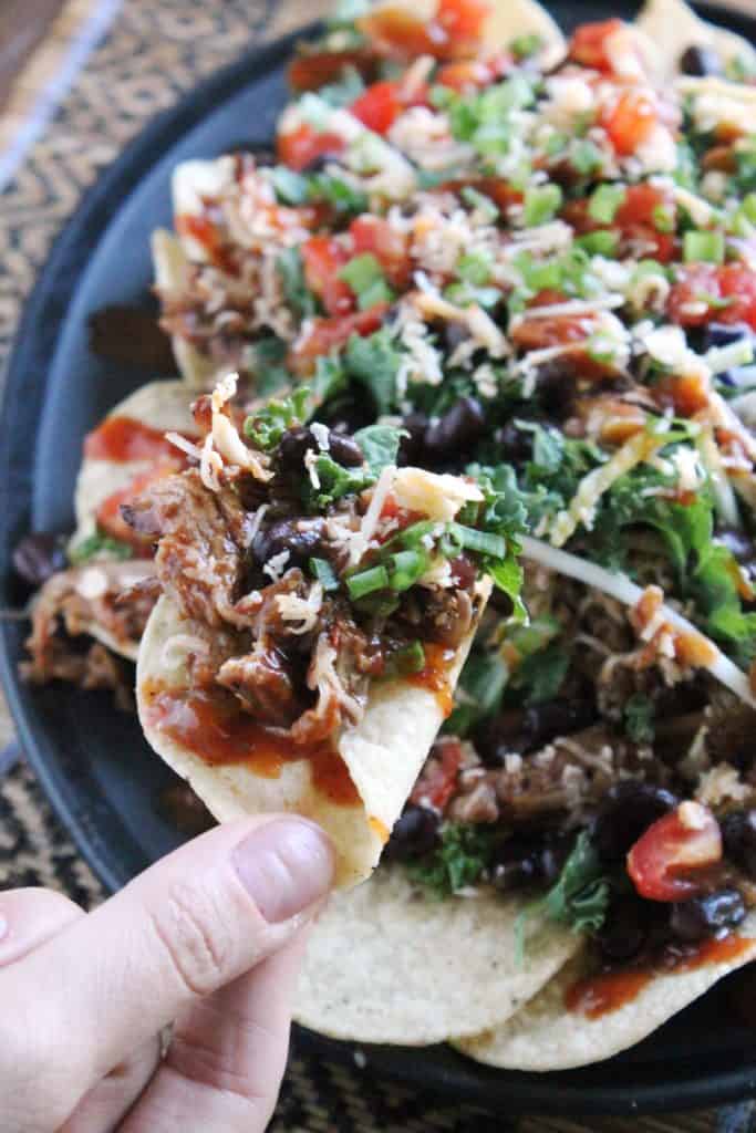 Slow Cooker Loaded BBQ Pulled Pork Nachos 10