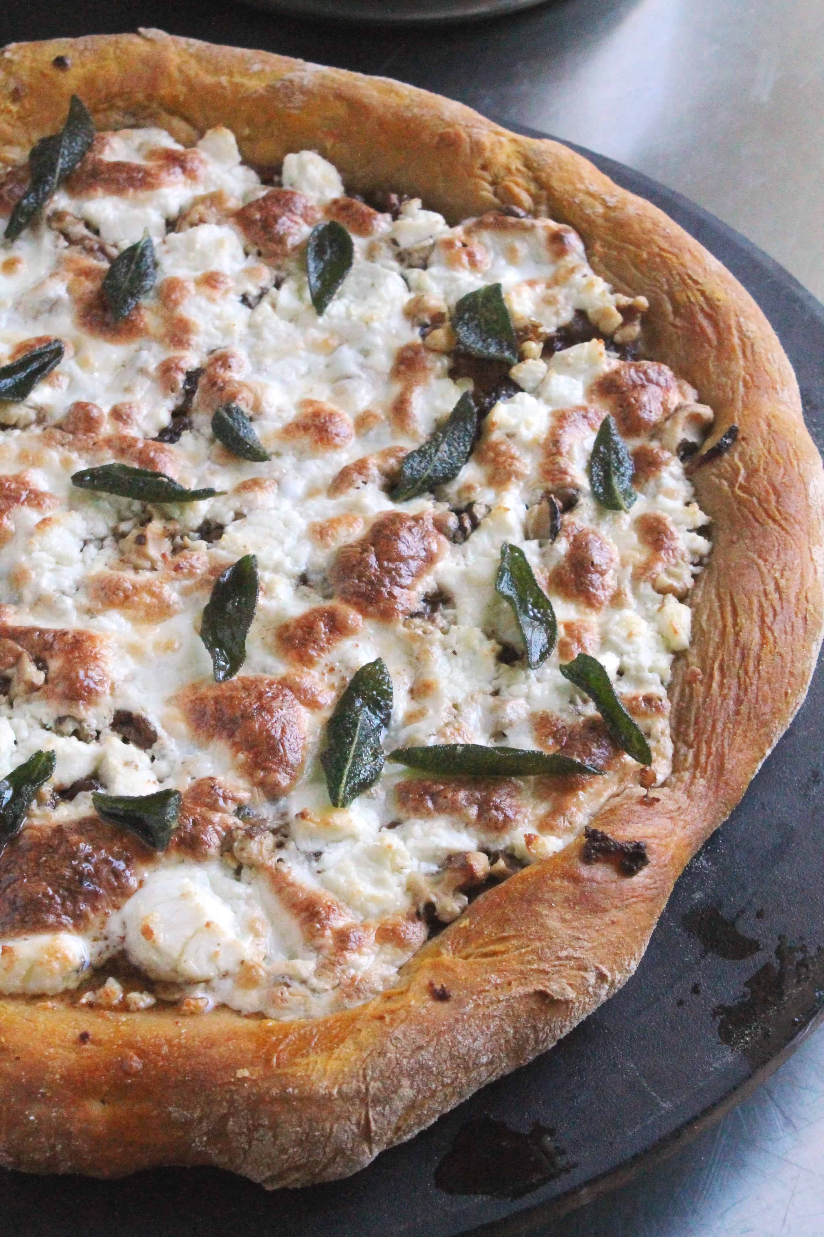 Goat Cheese and Sage Pizza with Pumpkin Crust 1