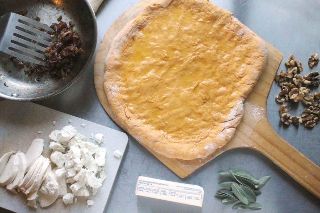 Goat Cheese and Sage Pizza with Pumpkin Crust 2