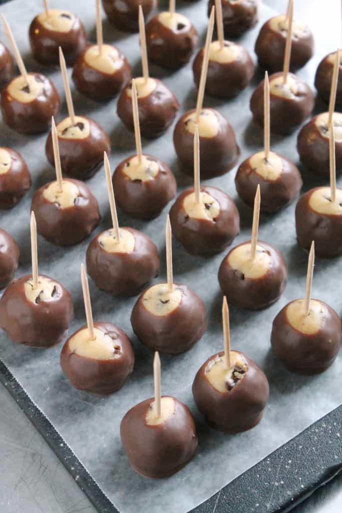 Peanut Butter Chocolate Chip Cookie Dough Buckeyes 2