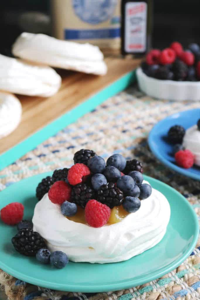 Mini Pavlovas with Lemon Curd and Berries 3
