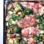 Sheet Pan Bacon Wrapped Mustard Chicken with Broccoli and Potatoes 4