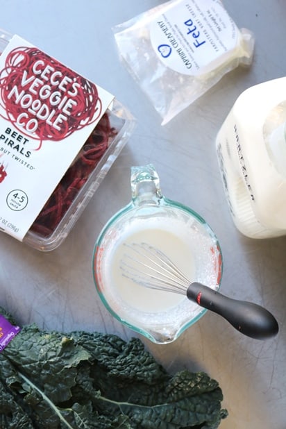 Spiralized Beet Noodles with Feta Cream Sauce 1