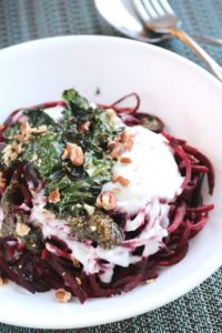Spiralized Beet Noodles with Feta Cream Sauce 2