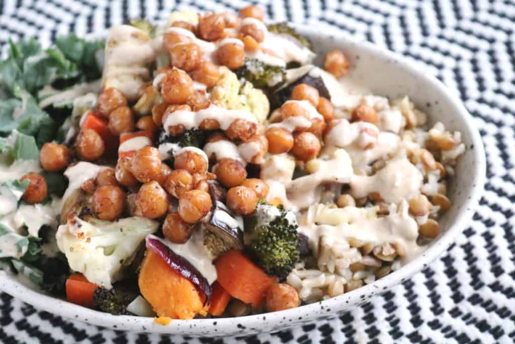 Roasted Veggie Bowl with Lemon Tahini Dressing 1