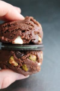 Pistachio Oreo Stuffed Double Chocolate Chip Cookies 1