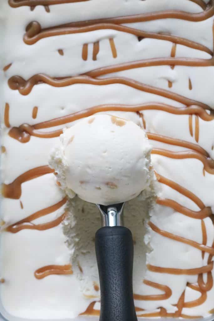  No-Churn White Chocolate Peanut Butter Swirl Ice Cream 1