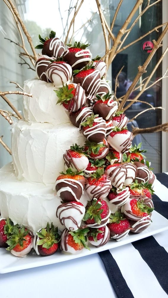 White Chocolate Covered Strawberry Vanilla Cake 7