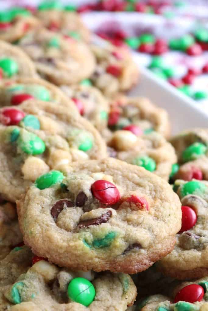 Chewy Holiday M&M Chocolate Chip Cookies 2