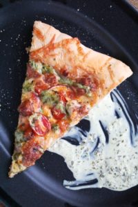 Chorizo Taco Pizza with Cilantro Sauce 4