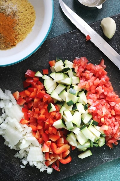 Vegan Scrambled Tofu with Sweet Potato & Kale Hash 1