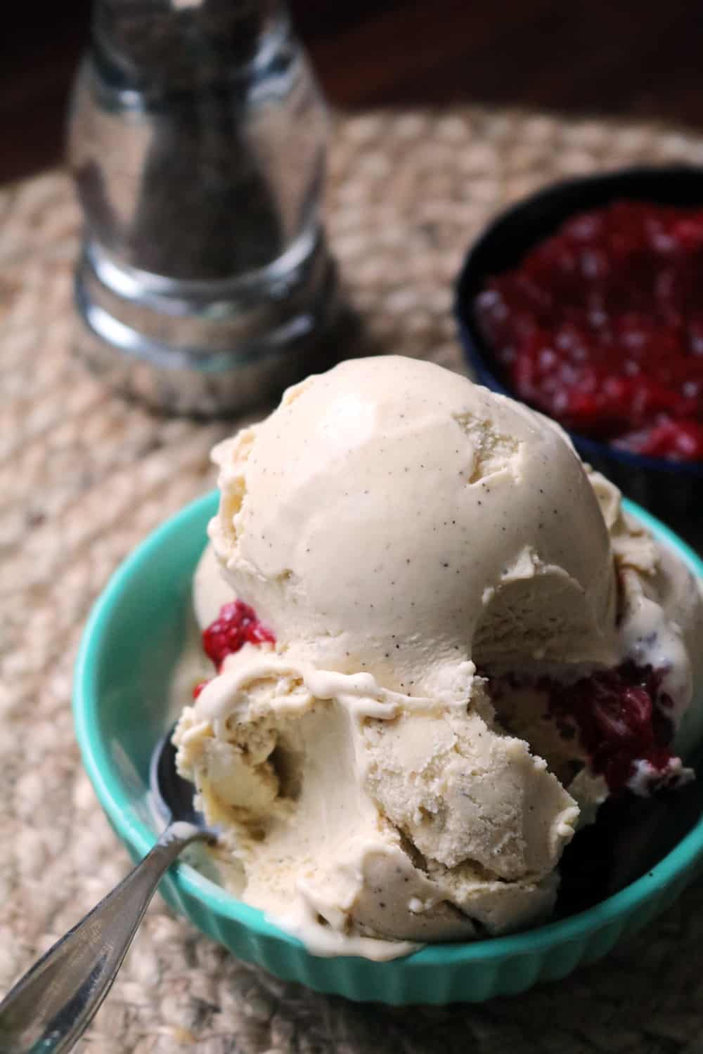 Black Pepper Ice Cream with Strawberry Chia Jam 3