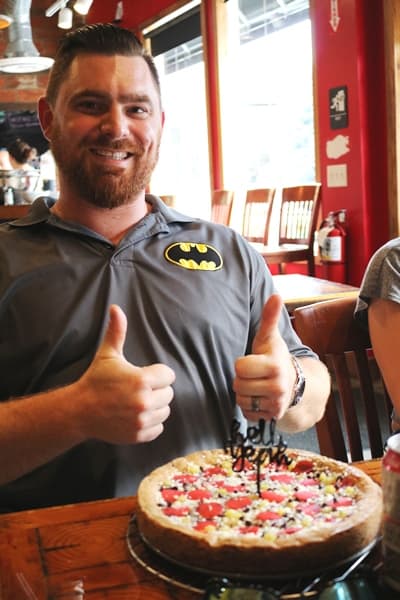 Pizza Cookie Cake with the Birthday Boy.