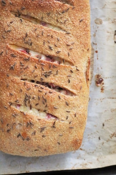 Reuben Stromboli with Rye Dough #stromboli #rye