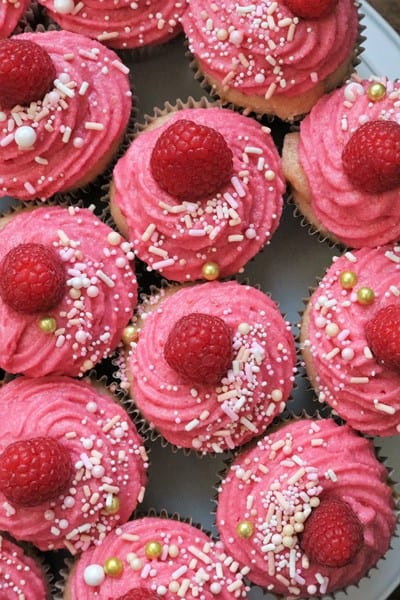 Raspberry Rose Cupcakes #raspberries