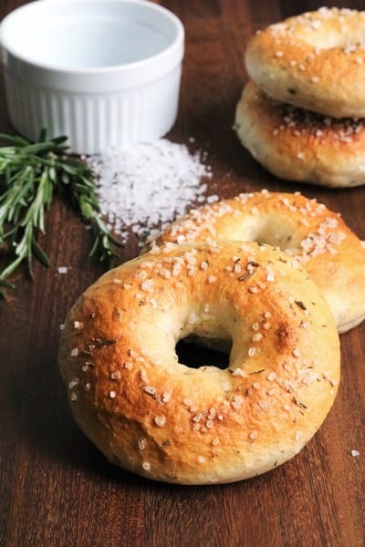 Rosemary Sea Salt Sourdough Bagels
