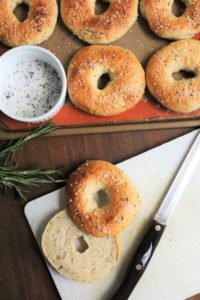 Rosemary Sea Salt Topped Sourdough Bagels