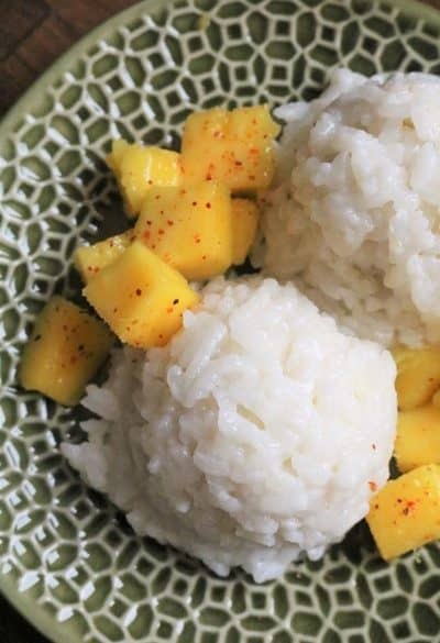 Sweet Coconut Sticky Rice with Mango and Tajini