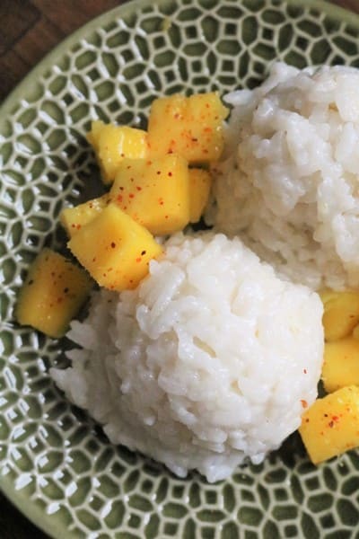 Sweet Coconut Sticky Rice with Mango and Tajini