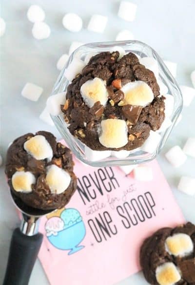 Brown Butter Chocolate Almond Marshmallow Cookies