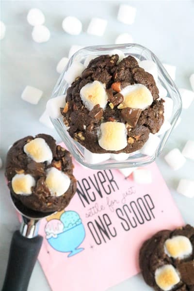 Brown Butter Chocolate Almond Marshmallow Cookies