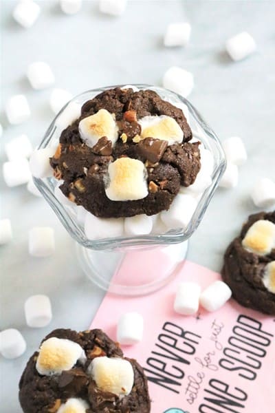 Brown Butter Chocolate Rocky Road Cookies #icecream #cookies