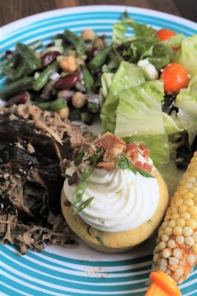 Gluten-Free Poblano Cornbread Muffins with BBQ