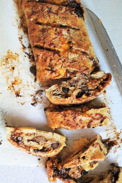 BBQ Pulled Pork Stromboli Slices