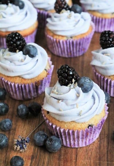 Blackberry-Blueberry Cupcakes with Lavender Buttercream