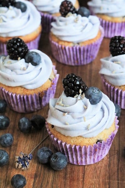 Blackberry-Blueberry Cupcakes with Lavender Buttercream