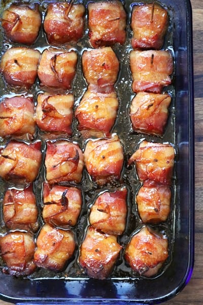Bacon Wrapped Water Chestnuts for a crowd