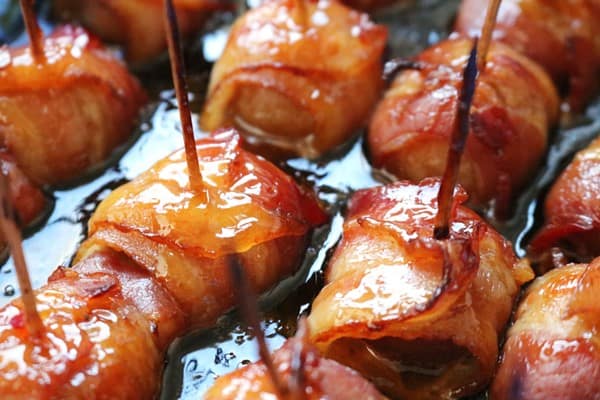 Crispy Bacon Wrapped Water Chestnuts #bacon #waterchestnut