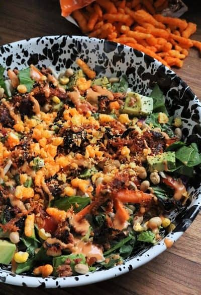 Chopped BBQ Ranch Salad topped with Cheetos #cheetos #choppedsalad